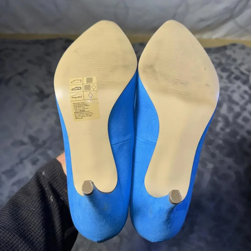 H&M Women's Heels Baby Blue Sz 7 With Matching Clutch - Picture 10 of 15